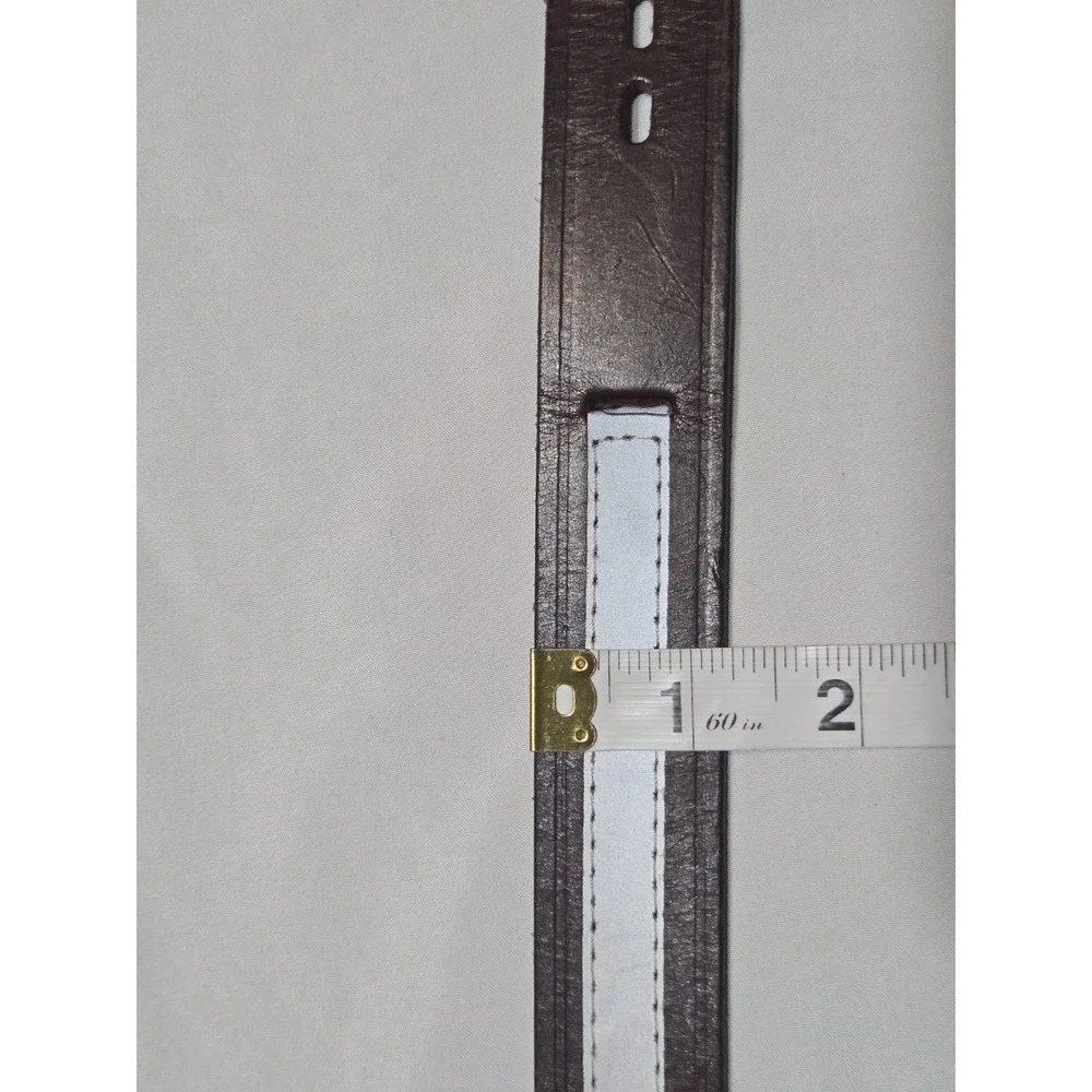 Buxton Leather Reflective Work Belt Size 52 Brown Silver 1.25